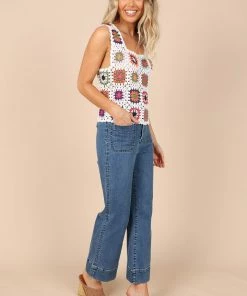PUP58 Saskia Crochet Top - White Multi