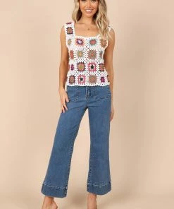 PUP58 Saskia Crochet Top - White Multi