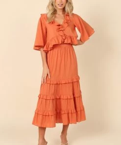 PUP4 Sheridan Cropped Ruffle Top - Rust