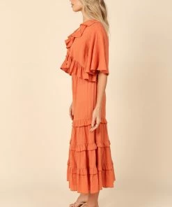 PUP4 Sheridan Cropped Ruffle Top - Rust