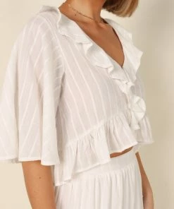 PUP4 For The Bride Sheridan Cropped Ruffle Top - White