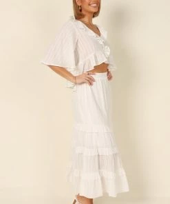 PUP4 For The Bride Sheridan Cropped Ruffle Top - White