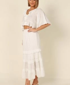 PUP4 For The Bride Sheridan Cropped Ruffle Top - White