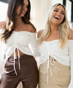 PUP4 For The Bride Soho Off Shoulder Knit Top - White