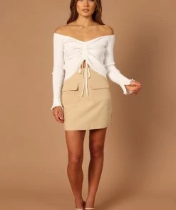 PUP4 For The Bride Soho Off Shoulder Knit Top - White