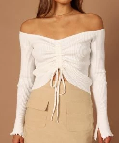 PUP4 For The Bride Soho Off Shoulder Knit Top - White