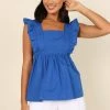 PUP63 Tasha Peplum Top - Blue