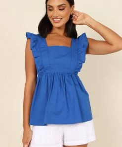 PUP63 Tasha Peplum Top - Blue