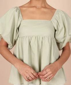 PUP65 Taylor Puff Sleeve Top - Sage Clothing