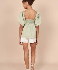 PUP65 Taylor Puff Sleeve Top - Sage Clothing