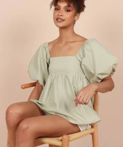 PUP65 Taylor Puff Sleeve Top - Sage Clothing