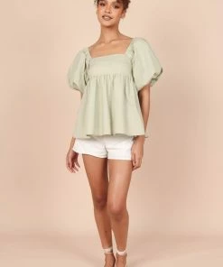 PUP65 Taylor Puff Sleeve Top - Sage Clothing