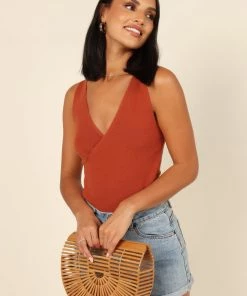 PUP64 Clothing Tenille Sleeveless Bodysuit - Rust