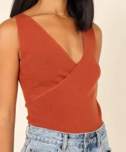 PUP64 Clothing Tenille Sleeveless Bodysuit - Rust