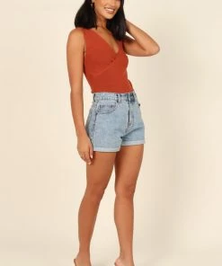 PUP64 Clothing Tenille Sleeveless Bodysuit - Rust