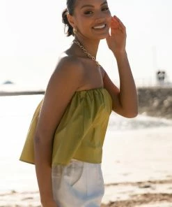 PUP65 Veronica Strapless Top - Green