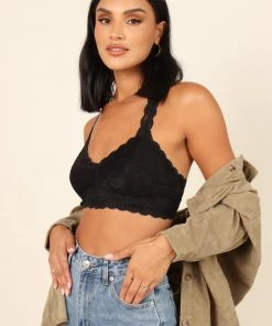 PUP64 Whitney Lace Racerback Bralette - Black Bump Friendly
