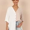 PUP8 For The Bride Zoe Button Down Top - Tan/White