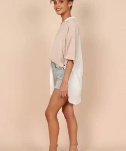 PUP8 For The Bride Zoe Button Down Top - Tan/White