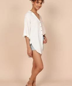 PUP8 For The Bride Zoe Button Down Top - Tan/White